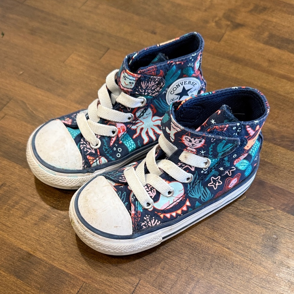 Converse Blue and White High-Top Sneakers